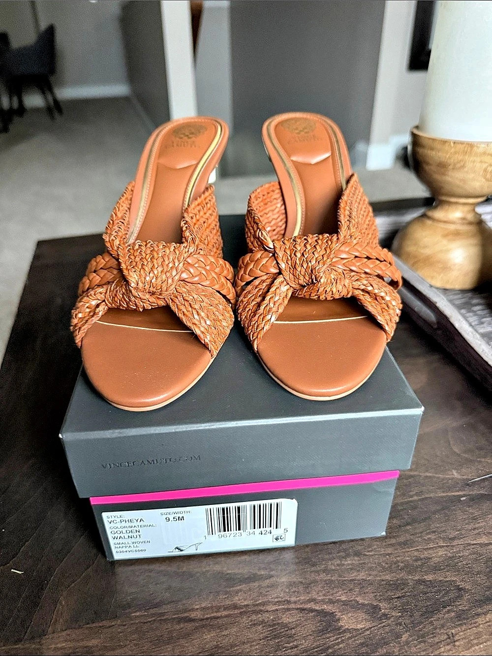 Vince Camuto Pheya Heeled Mule Woven Brown US 9.5M